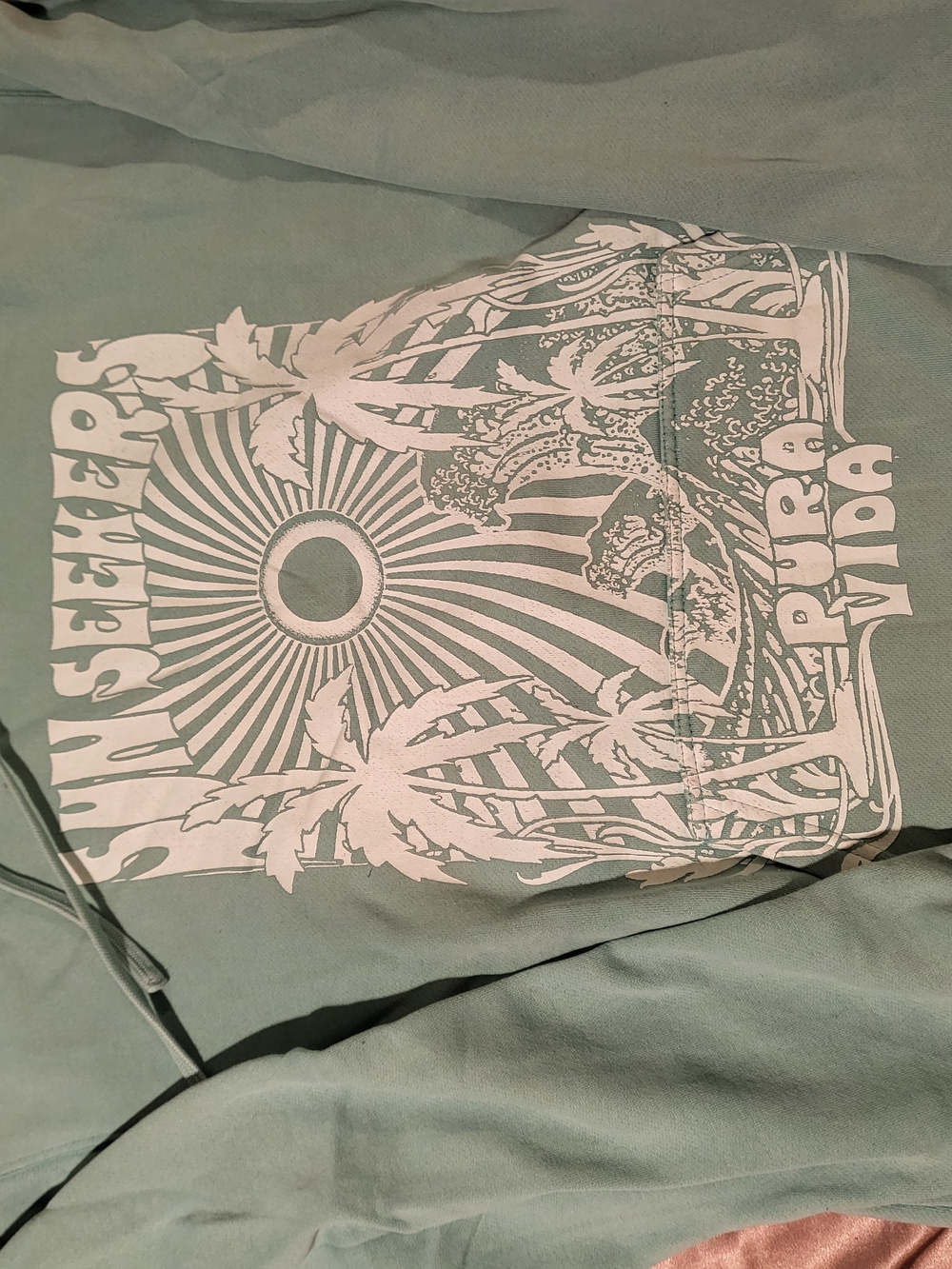 Pura Vida Graphic Sweatshirt in Sage with White Print